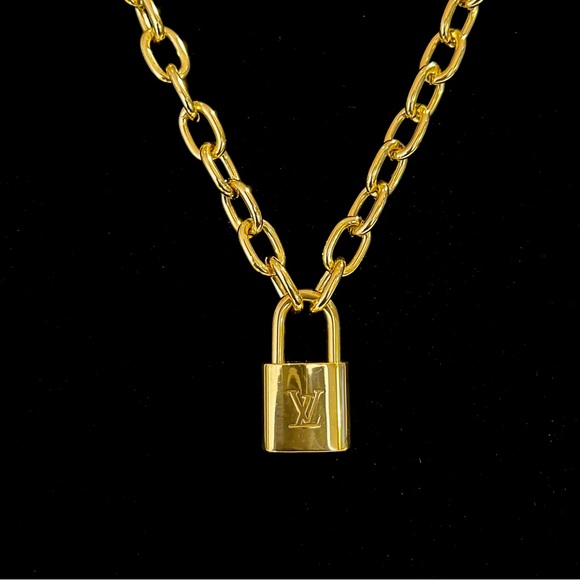 Louis Vuitton Jewelry - Louis Vuitton #322 lock with generic brand chain Necklace up cycled repurposed